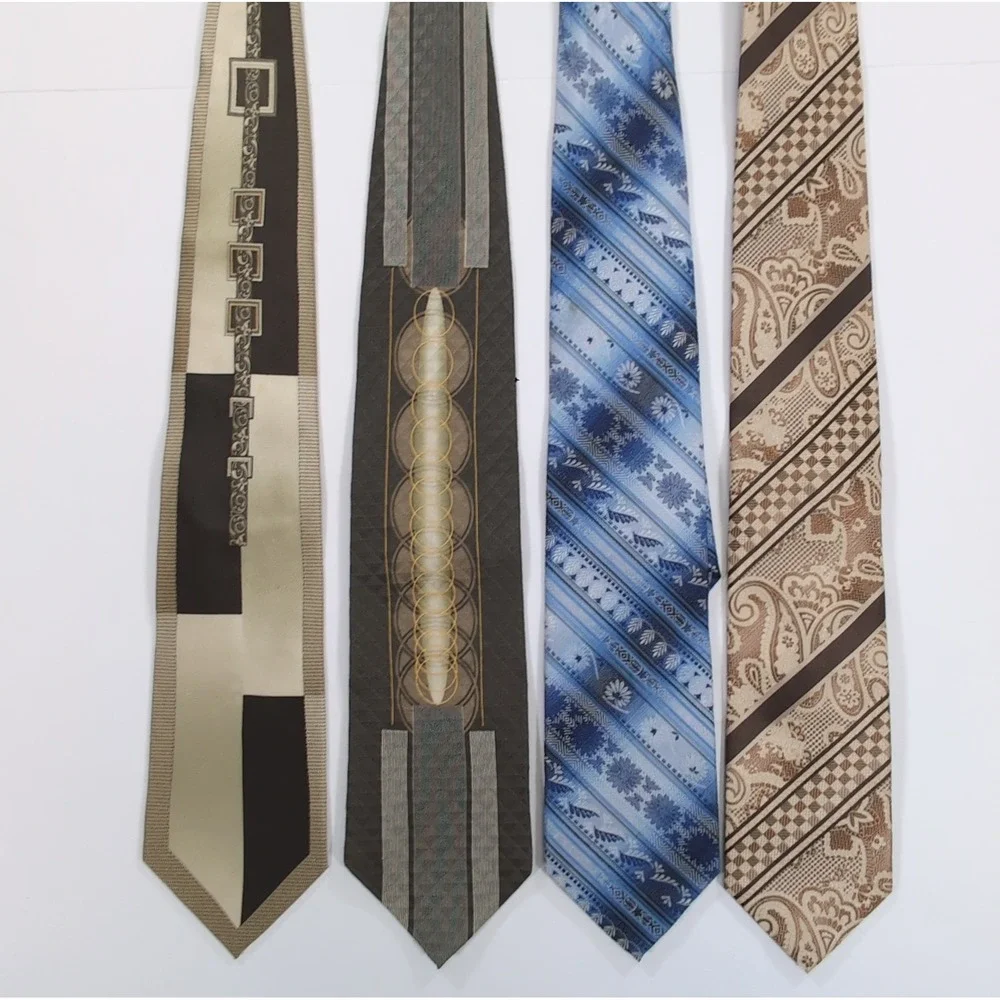 Stacy Adams Mens Neckties 4 Pack OS Multicolor Silk Geometric Paisley Lot Set